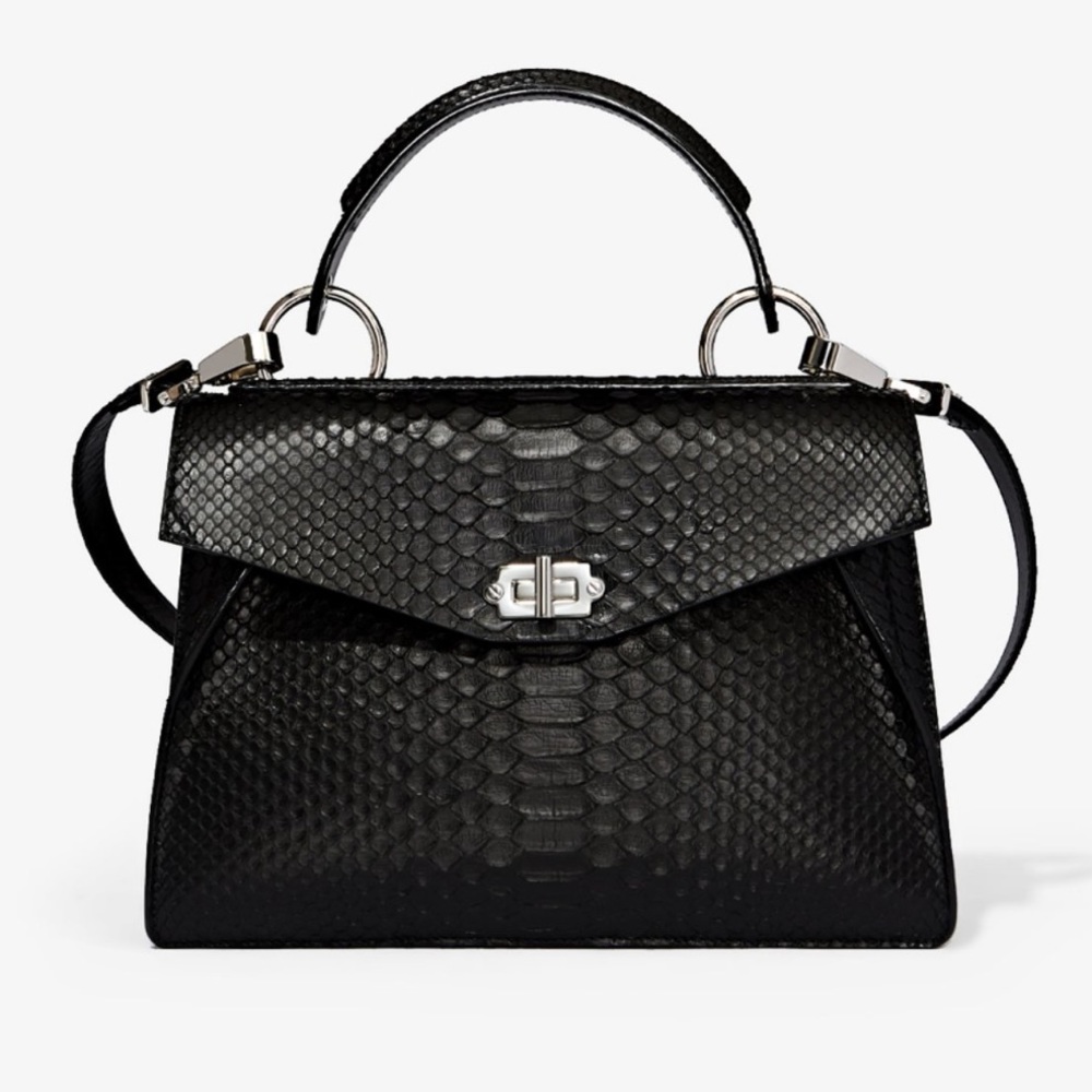 Authentic Proenza Schouler Black Python Top Handle Bag